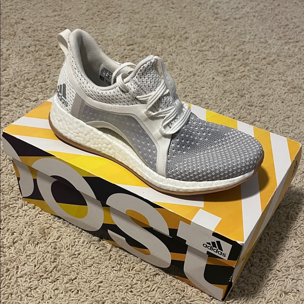 Adidas White and Gray Running Shoes Pureboost Clima